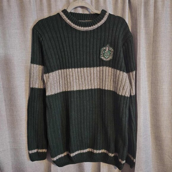 Harry Potter Slytherin Quidditch Sweater Green Striped Adult Size M - Picture 1 of 5
